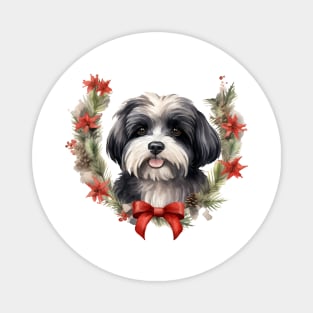 Christmas Havanese Dog Wreath Magnet